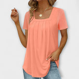 Annie - Weisse Bluse mit eckigem Ausschnitt