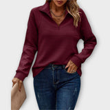 Vilja - Rosa Halfzip-Pullover mit Rippenmuster