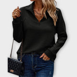 Vilja - Rosa Halfzip-Pullover mit Rippenmuster