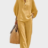 Mariel – Baumwoll-Leinen Set mit Weiten Hosen