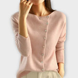 Paige - Grauer gemütlicher Cardigan mit Knopfleiste