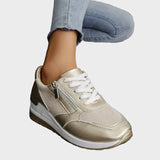 Orthopädische Sportschuhe mit Schnürsenkeln und seitlichem Reißverschluss für Frauen