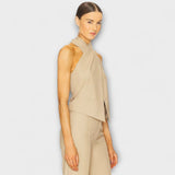 Juni - Beiges Crisscross-Halterneck-Top