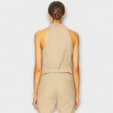 Juni - Beiges Crisscross-Halterneck-Top